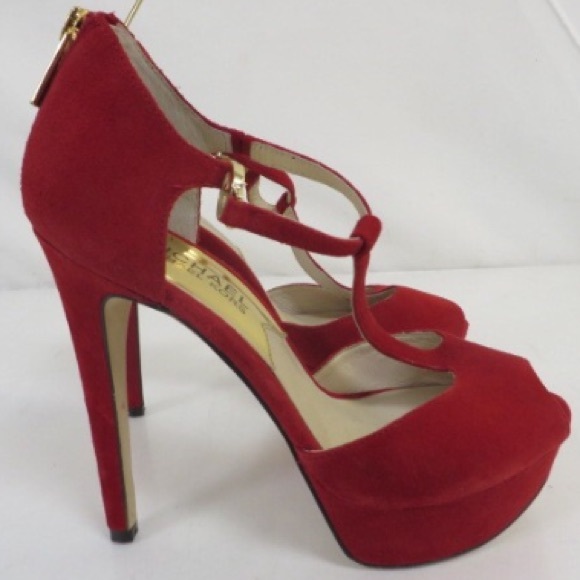 🎉SALE 🎉 MK Red Suede Peep-Toe Platform - Picture 6 of 6